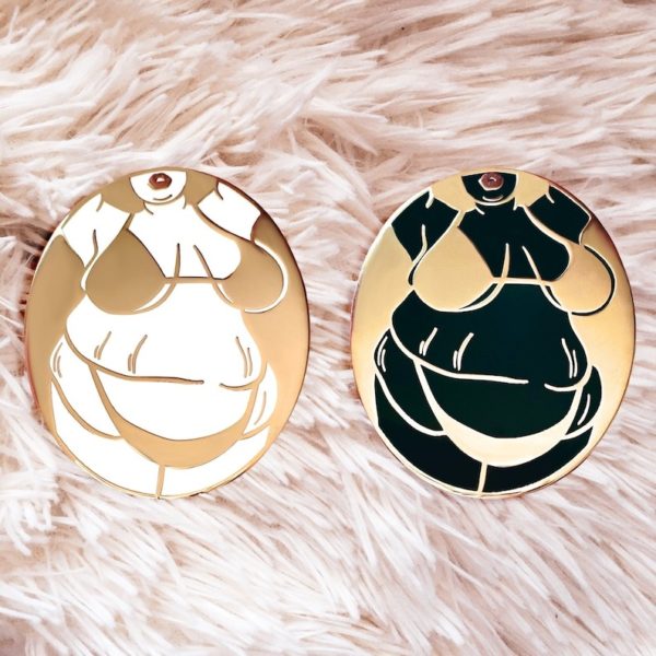 Bikini Body Enamel Pin – Body Positive Pin – Fat Art – Fat Positive Art – Fat Babe – Fat Girl Art – Cute Pin – Fat Vanity